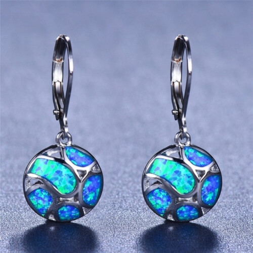 Μόδα Γυναικεία Faux Opal Στρογγυλά Ποδοσφαιρικά Σκουλαρίκια με Κρεμαστό ... 1