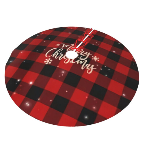 Christmas tree skirt plaid 48 inch thick rustic holiday 1