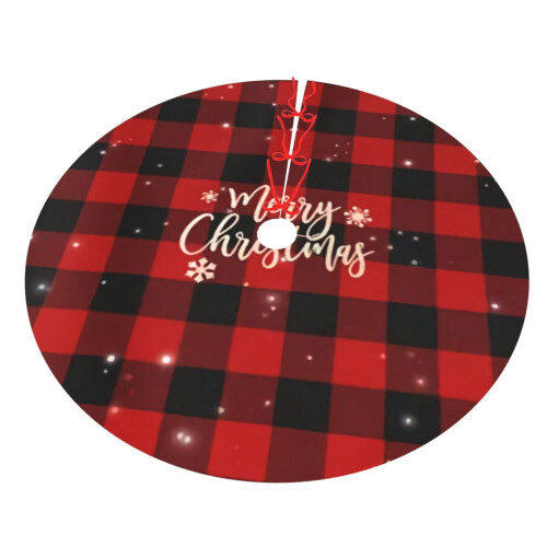 Christmas tree skirt plaid 48 inch thick rustic holiday 2