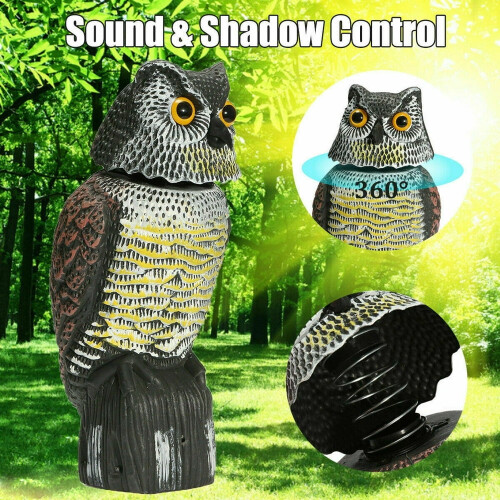 Garden owl sculpture battery powered with motion detection 1