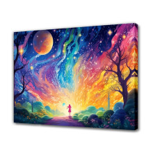 Fantasy Girl Starry Sky Canvas Poster 12x18 inch