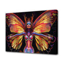 Surrealist Woman with Vibrant Wings Canvas Poster 16x24 inch