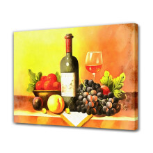 Wine and Fruit Canvas Poster Bedroom Decor 08x12 inch