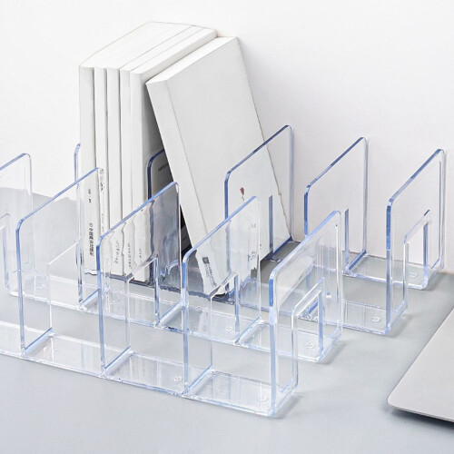 Acrylic Book Shelf Holder 4 Compartments Transparent 1