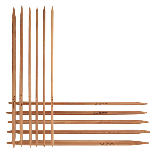 Bamboo double-pointed knitting needles set 11 sizes 13cm 1
