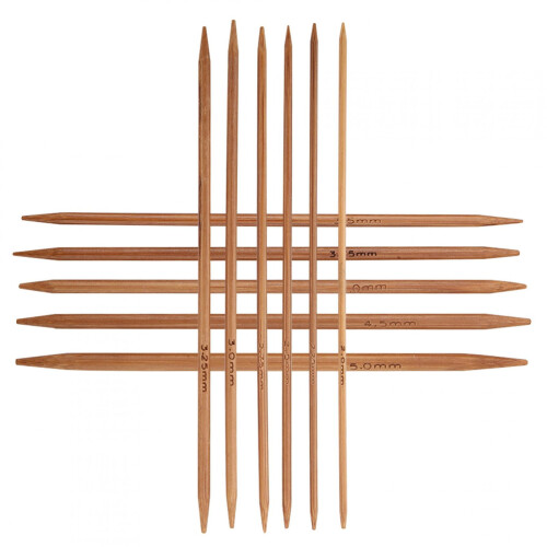 Bamboo double-pointed knitting needles set 11 sizes 13cm 2