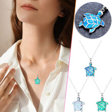 Turtle Pendant Necklace Green Fashion Jewelry for Girls