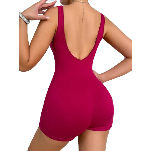 Women's unitard solid pink scoop neck sleeveless 1
