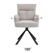 Beige Frosted Velvet 180° Swivel Accent Chair Black Powder Coated Metal Legs Padded Armchair with High Density Sponge for Living Room Bedroom