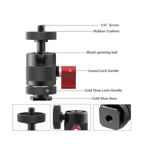 Mini Tripod Ball Head with 1/4 Inch Cold Shoe Mount 2