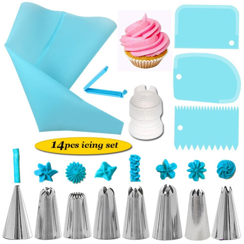 Cake Decorating Kit with 8 Tips 3 Spatulas 1 Coupler 14-Pc 1