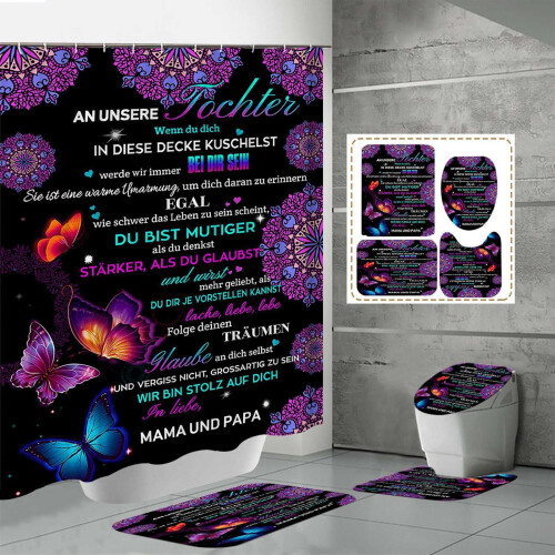 Polyester shower curtain set Valentine's Day 4-piece