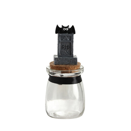Bat Pumpkin Glass Candy Jar with Lid 12 oz