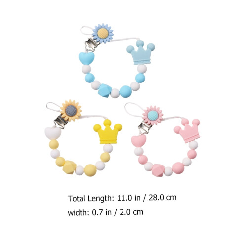 HEMOTON silicone baby pacifier clips set 3 pcs 1