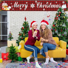 Christmas Banner Outdoor Yard Decoration Red 1 PC