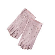 Half-Finger Lace Riding Gloves with Pearl Flower Decor