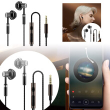Wired Earphones Metal Housing Heavy Bass In-Ear with Remote