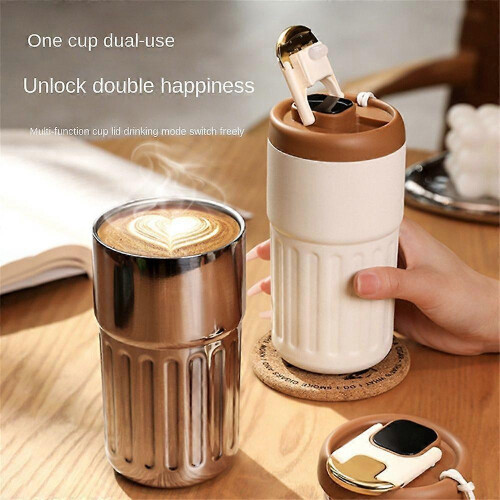 (black) LED Temperature Display Coffee Mug Stainless Steel 2