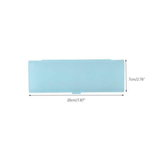 Plastic pencil case with hinged lid and snap closure blue