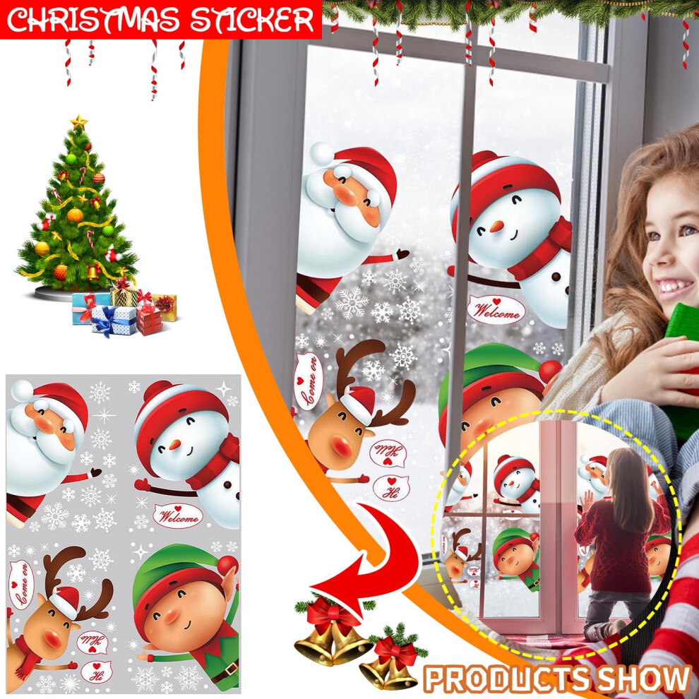 Christmas Static Cling Stickers Santa Snowman Deer 9023022673688