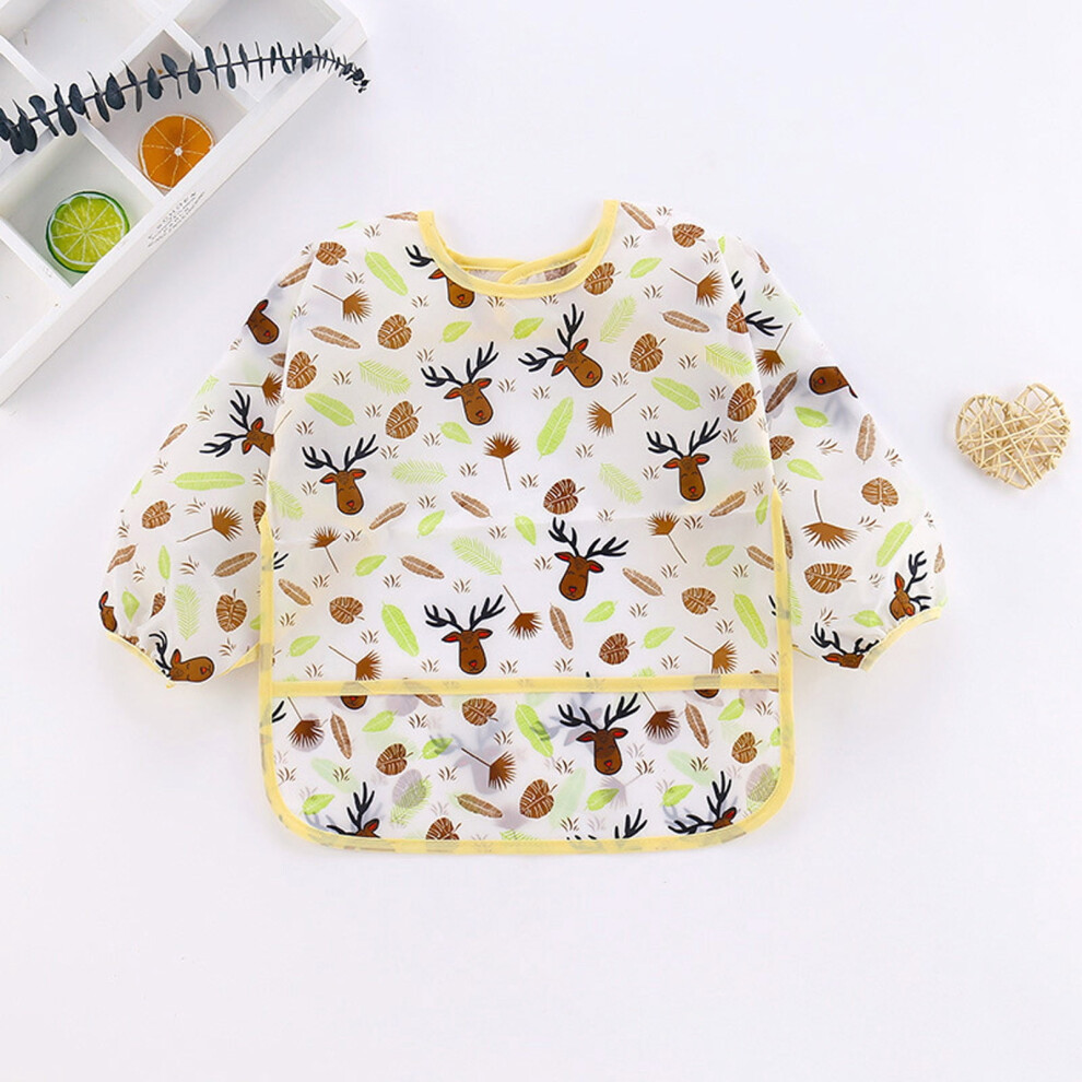 Baby waterproof smock bib with cartoon pattern