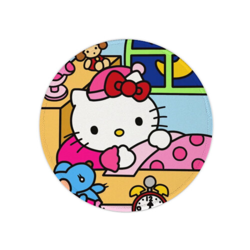 Hello Kitty animated mouse pad round non-slip desk pad