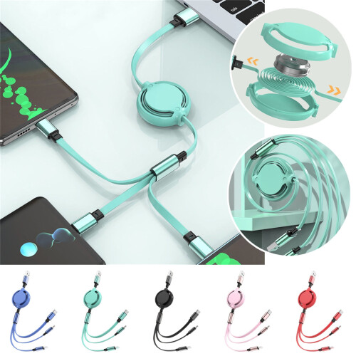 Jacenvly 3-in-1 retractable USB cable for Type-C/Micro