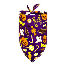 Pet triangle towel for dogs and cats festive pumpkin bat