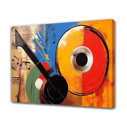 Abstract Guitar Line Grid Canvas Poster 12x18 inch