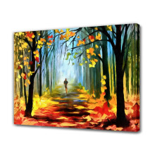 Autumn Sunset Leaf Street Canvas Poster 12x18 inch