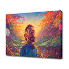 Bearded Man Valley Sunset Canvas Poster 8x12 inch