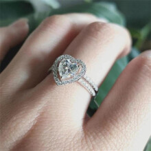 Heart Shape Full Diamond Ring Luxury Microinlaid 2 Pcs