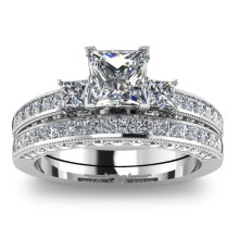 Vintage couple wedding band ring set for women