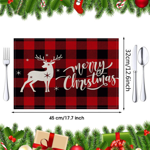 Christmas placemat cotton linen thermal table mat 1
