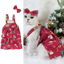 Christmas pet dress plaid dog and cat outfit