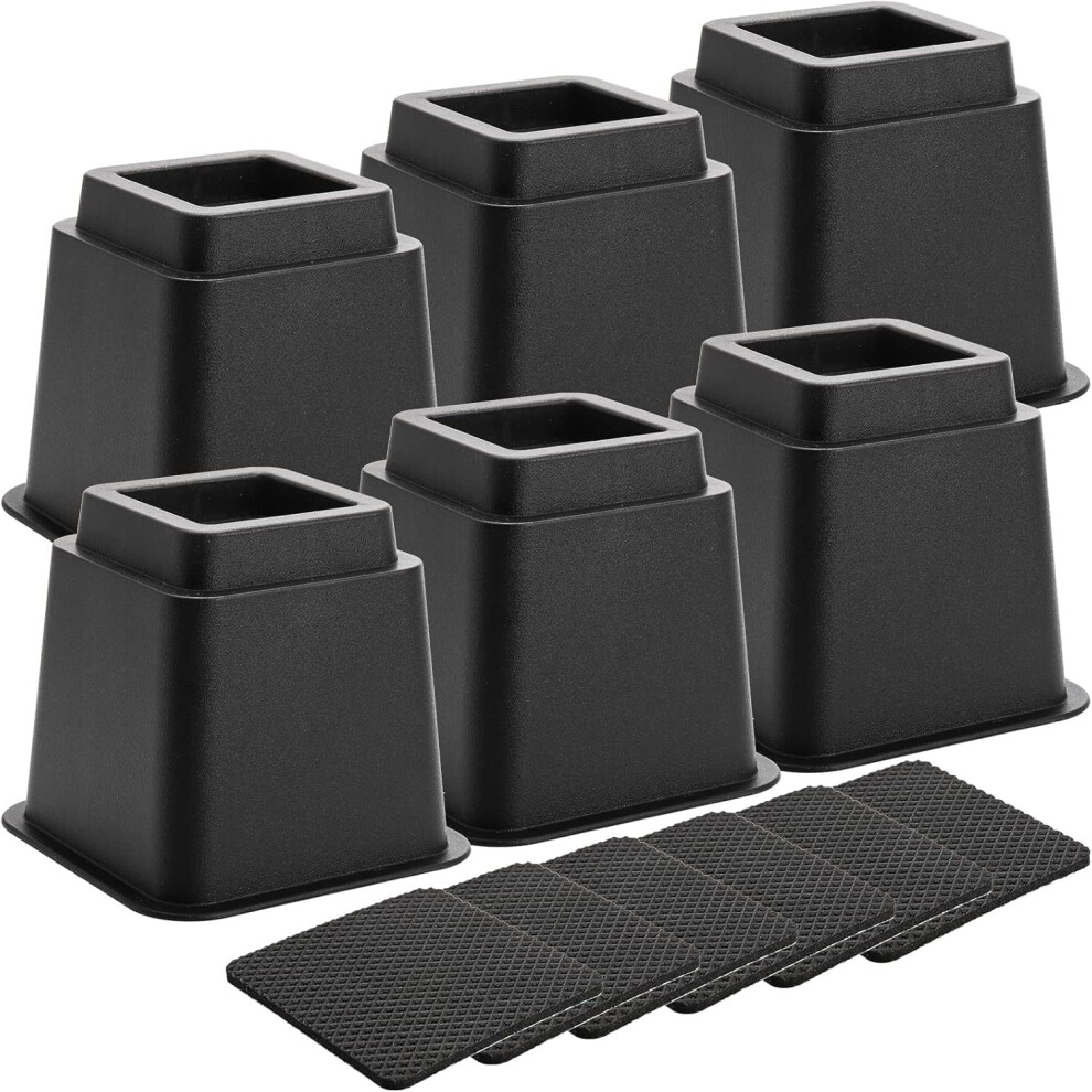 Bed Furniture Risers Black 5 Inch 6 Pack 3000 Lbs 946140194288