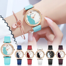 Jacenvly women's quartz bracelet watch red mesh band