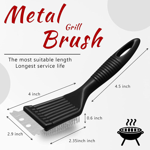 Limei grill brush and scraper set 2 pcs 8 inch stainless 1