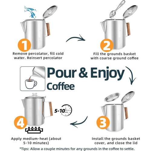 Stainless Steel Stovetop Coffee Percolator 12 Cup 2