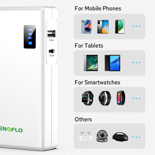 Portable Charger 10000mAh with Built-in AC Plug White 1