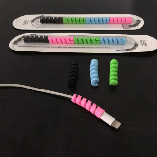 4Pcs/set Spiral Silicone USB Data Cable Protector Power Cable Anti-breaking Winder Charging Protector Line 1