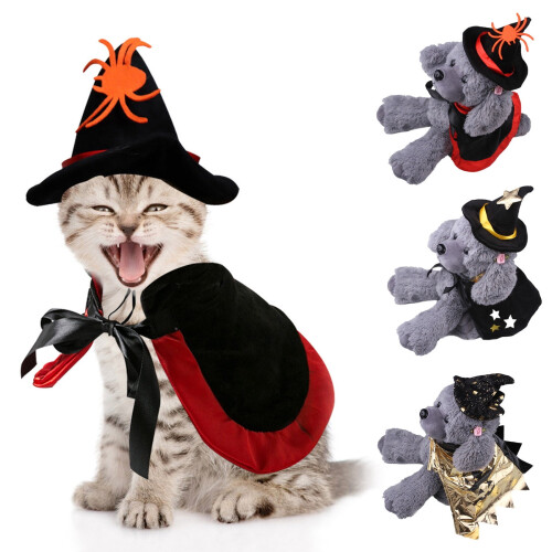 Pet Hat and Cape Set Adjustable Color Block Design 2