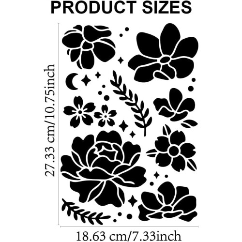 Peony Cherry Blossom Stencil Nature Theme 11.78.3 in 1