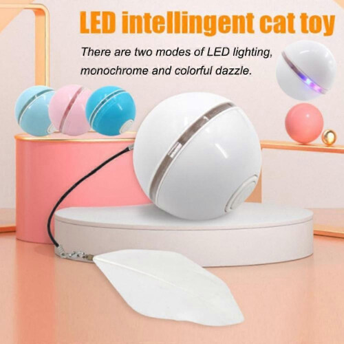 (Light blue) Automatic LED Intelligent Cat Ball, Interactive Cat Toys Ball with LED Light 1