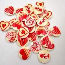 Wooden Heart Buttons 20mm 50PCS 2-Hole Craft