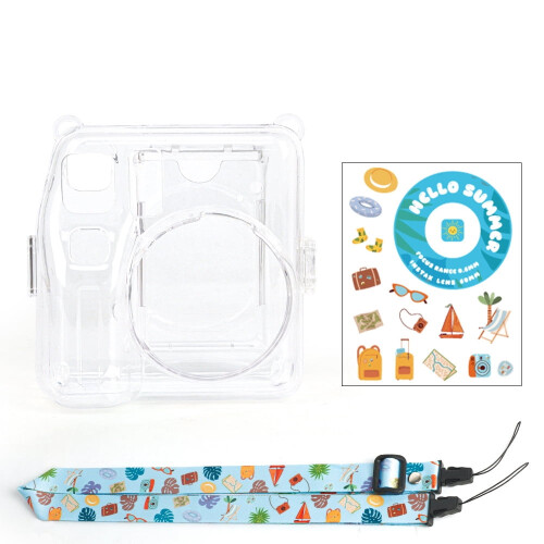 Instax Mini SE camera storage case with strap and sticker 1