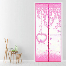 (Pink 90x210cm) 90*210cm Anti Mosquito Anti-fly Door Curtain Magnetic Automatic Well Closed Door Curtain Screen Mesh