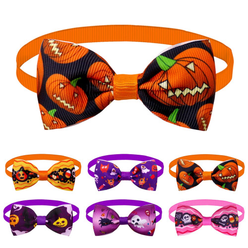 Pet Bow Tie for Dogs and Cats Pumpkin Pattern Festive 2