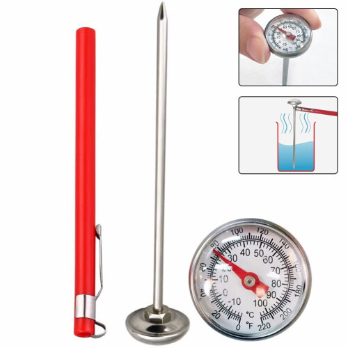 Rustfritt stål 210F 100C Kaffe Melk BBQ Kjøtt Mat Termometer Klipsbar 1