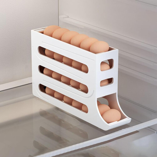 Egg Holder for Fridge 4-Tier Rolling Dispenser White 2